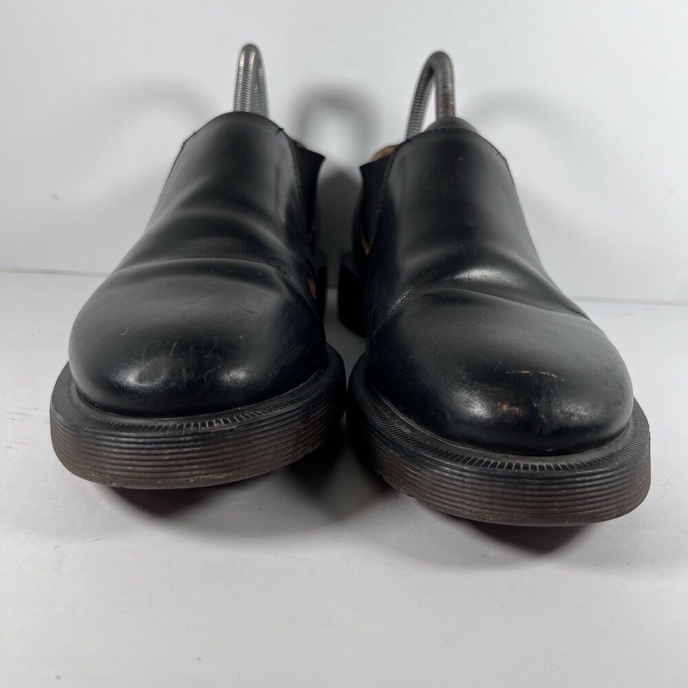 Dr Doc Marten Louis Smooth Black Low Slip On Shoes Cunky Men's Size 7 Women's 8 - Picture 2 of 8